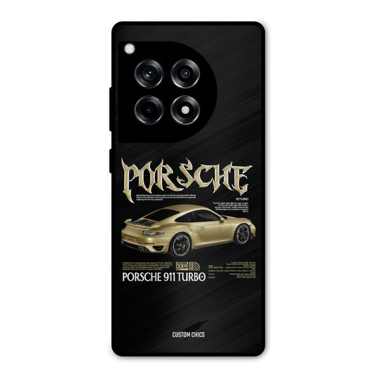 Golden Porsche OnePlus 12R Mobile Back Cover - Car&Bike PrintShield Case