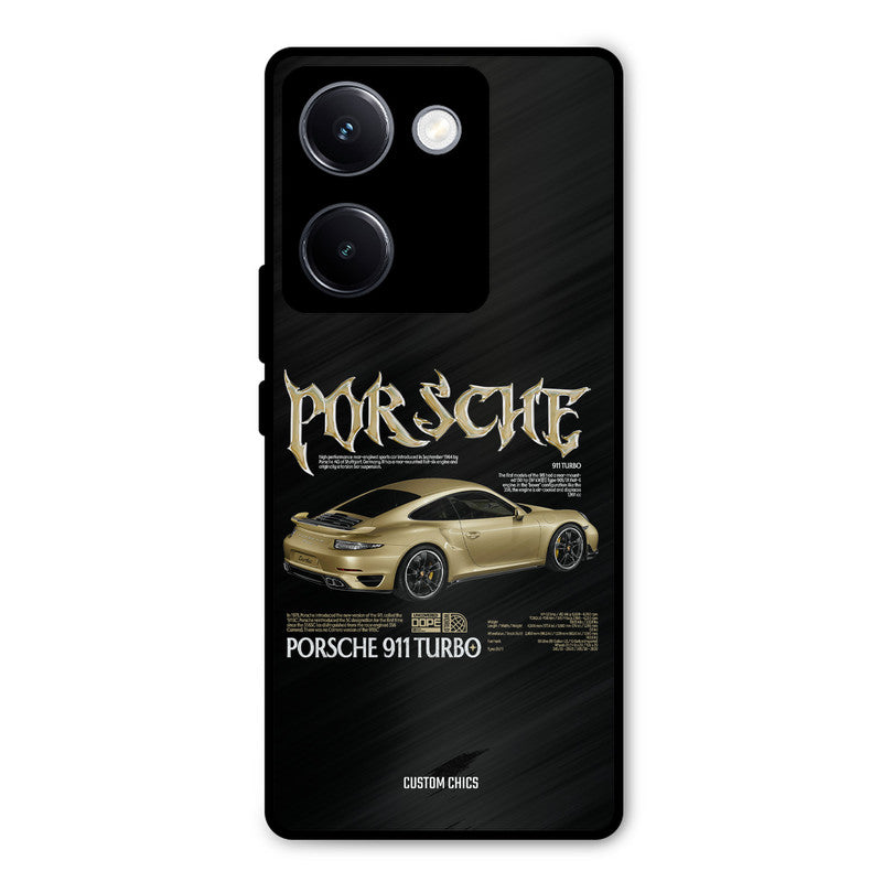 Golden Porsche Vivo Y300 Plus Mobile Back Cover - Car&Bike PrintShield Case