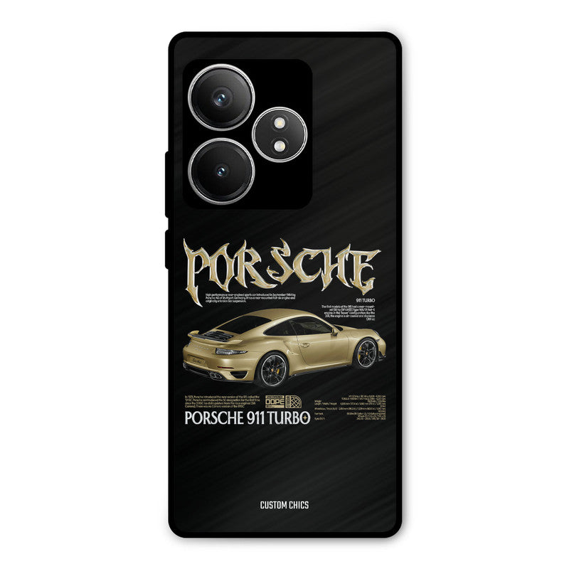 Golden Porsche Realme GT 6T Mobile Back Cover - Car&Bike PrintShield Case