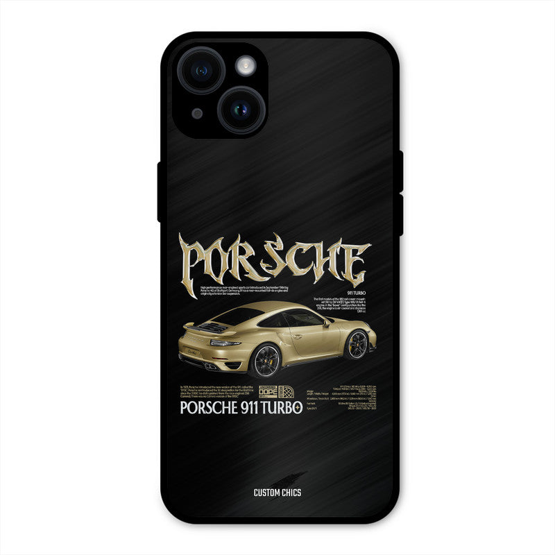 Golden Porsche iPhone 14 Plus Mobile Back Cover - Car&Bike PrintShield Case