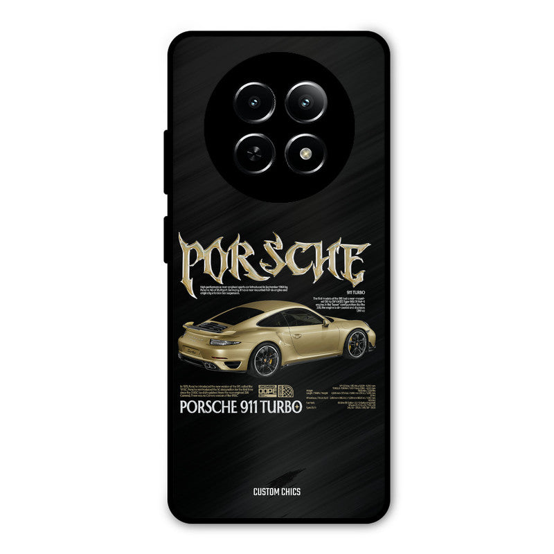 Golden Porsche Realme Narzo N65 Mobile Back Cover - Car&Bike PrintShield Case