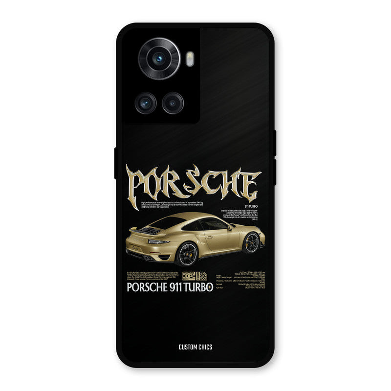 Golden Porsche OnePlus 10R Mobile Back Cover - Car&Bike PrintShield Case