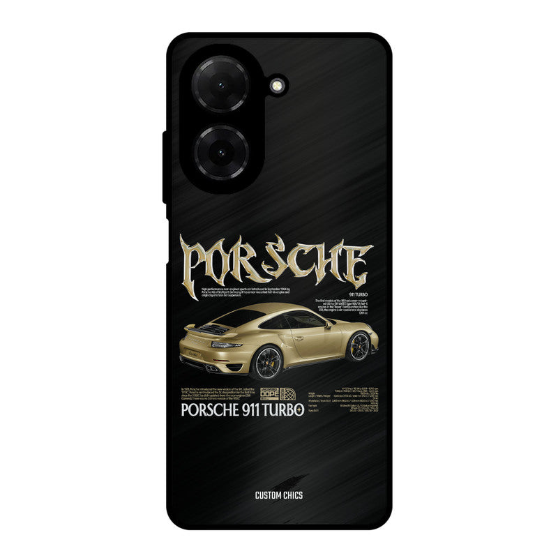 Golden Porsche Poco C71 Mobile Back Cover - Car&Bike PrintShield Case