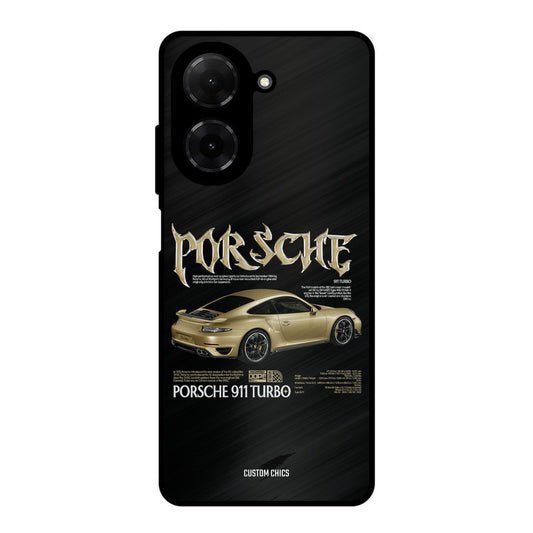 Golden Porsche Poco C71 Mobile Back Cover - Car&Bike PrintShield Case