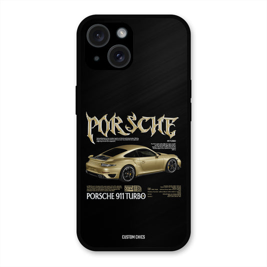 Golden Porsche iPhone 15 Plus Mobile Back Cover - Car&Bike PrintShield Case