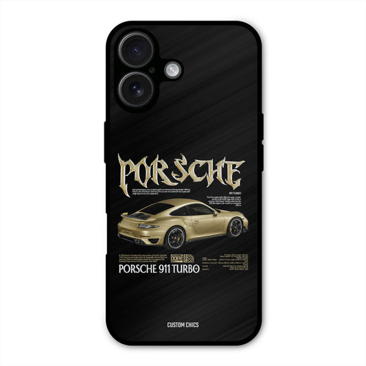 Golden Porsche iPhone 16 Plus Mobile Back Cover - Car&Bike PrintShield Case