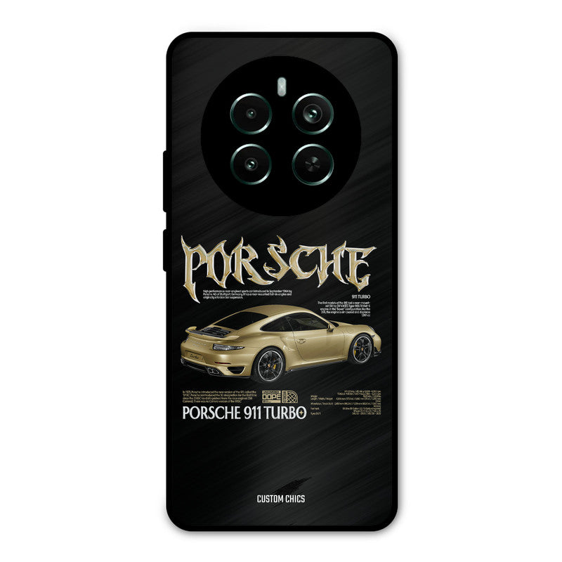 Golden Porsche Realme 12 Plus Mobile Back Cover - Car&Bike PrintShield Case