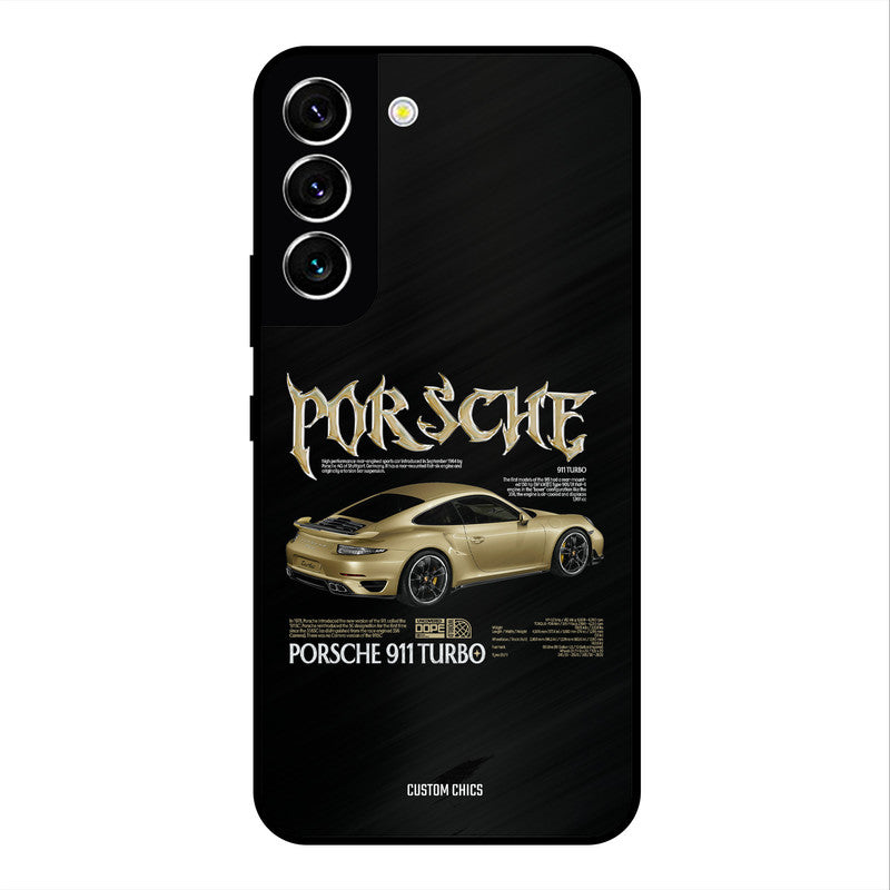 Golden Porsche Samsung Galaxy S22 Mobile Back Cover - Car&Bike PrintShield Case