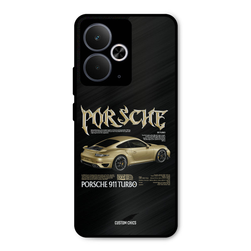 Golden Porsche Realme 14T Mobile Back Cover - Car&Bike PrintShield Case