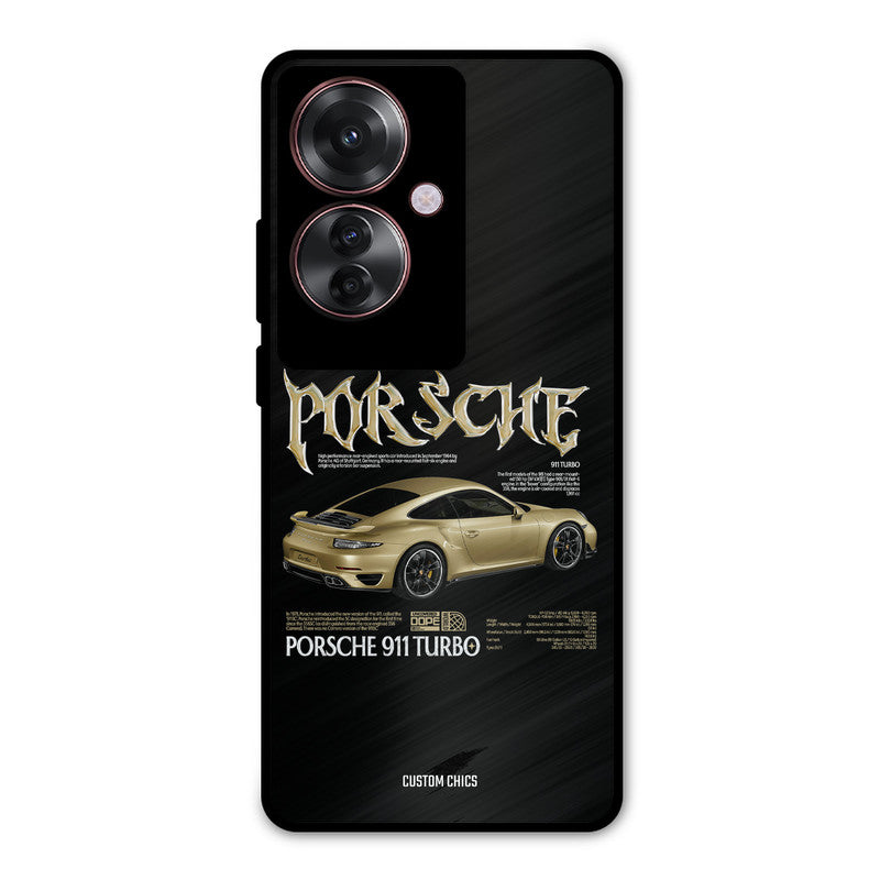 Golden Porsche Oppo F25 Pro Mobile Back Cover - Car&Bike PrintShield Case