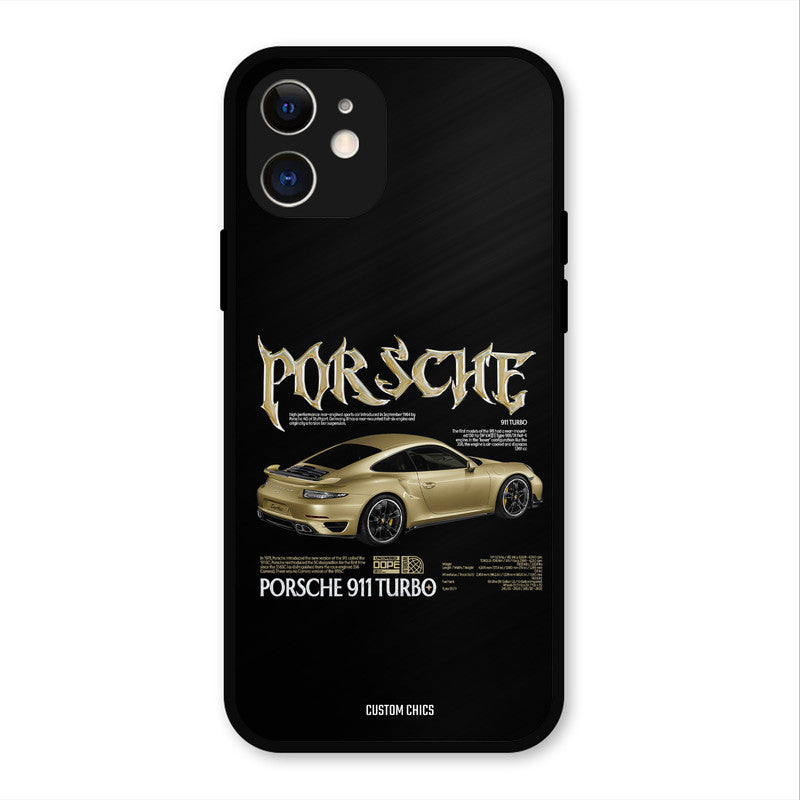 Golden Porsche iPhone 12 Mobile Back Cover - Car&Bike PrintShield Case