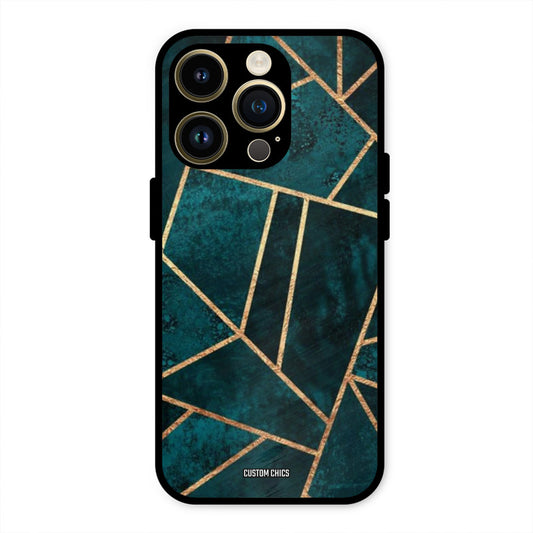 Green Gold Angle iPhone 14 Pro Max Mobile Back Cover - Aesthetic PrintShield Case
