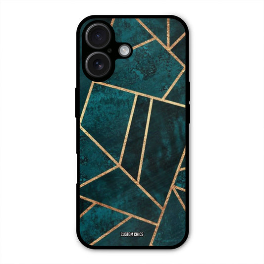 Green Gold Angle iPhone 16 Plus Mobile Back Cover - Aesthetic PrintShield Case