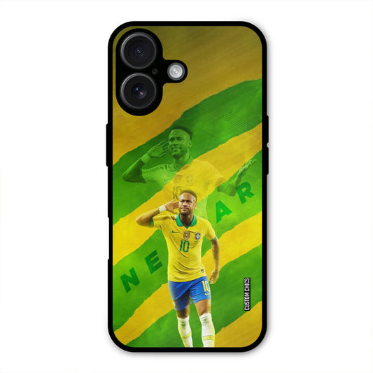 Green Yellow Neymar  iPhone 16 Mobile Back Cover - Sports PrintShield Case