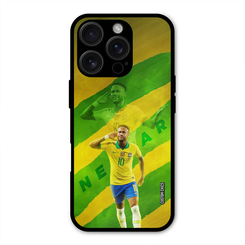 Green Yellow Neymar  iPhone 16 Pro Mobile Back Cover - Sports PrintShield Case