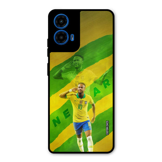 Green Yellow Neymar Moto G45 Mobile Back Cover - Sports PrintShield Case