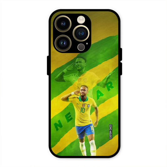 Green Yellow Neymar  iPhone 14 Pro Mobile Back Cover - Sports PrintShield Case