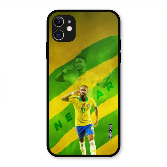 Green Yellow Neymar  iPhone 11 Mobile Back Cover - Sports PrintShield Case