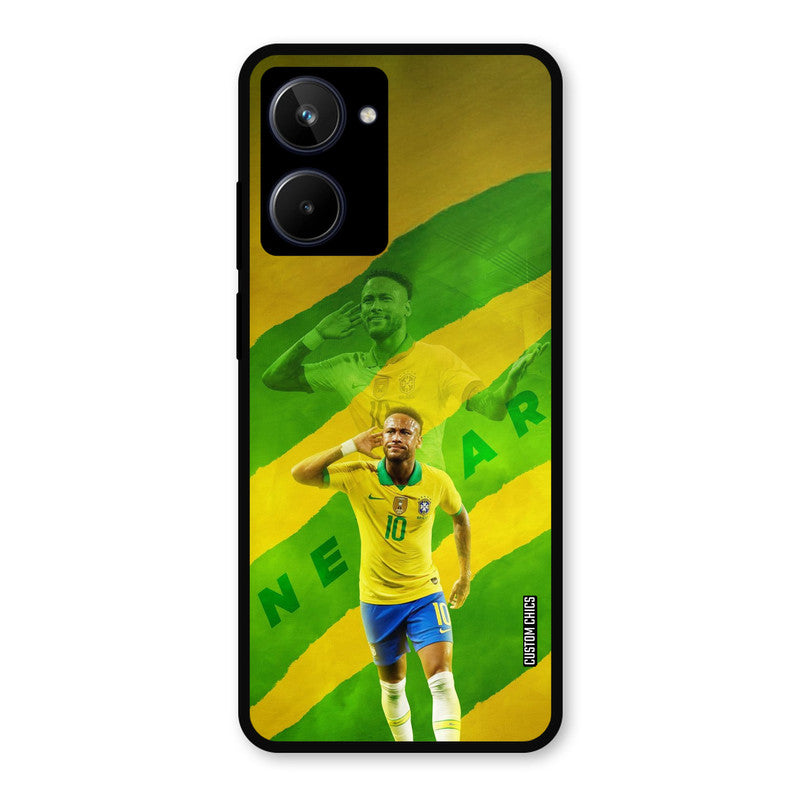 Green Yellow Neymar Realme 10 Mobile Back Cover - Sports PrintShield Case