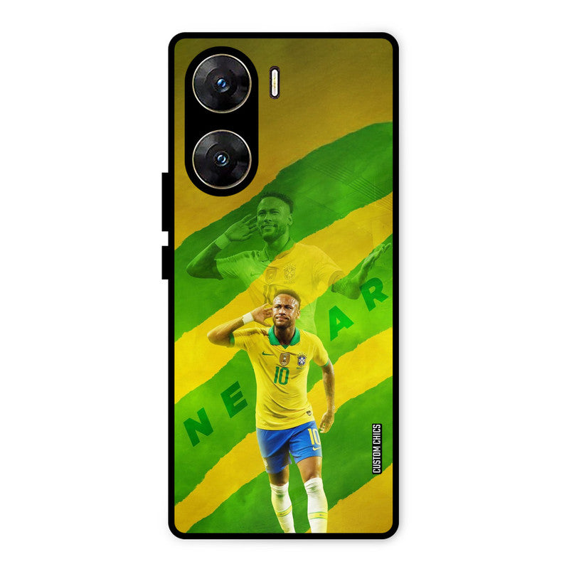 Green Yellow Neymar Vivo V29e Mobile Back Cover - Sports PrintShield Case