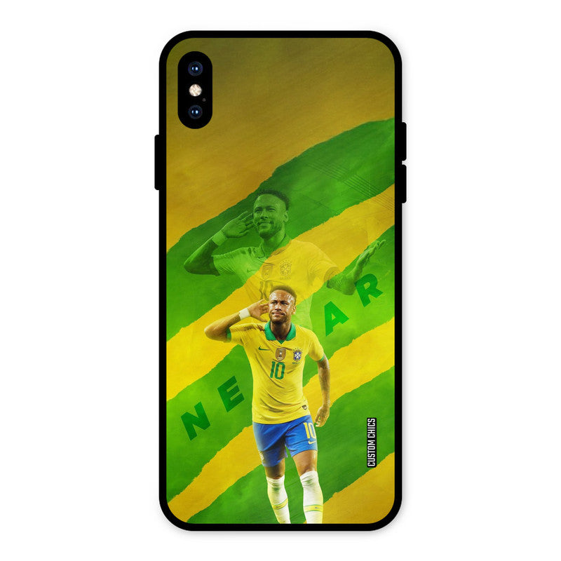 Green Yellow Neymar iPhone XS Max Mobile Back Cover - Sports PrintShield Case