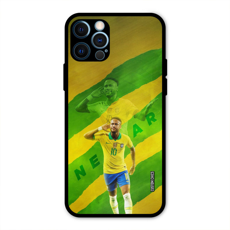 Green Yellow Neymar  iPhone 12 Pro Mobile Back Cover - Sports PrintShield Case