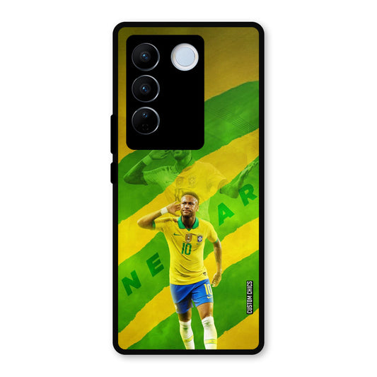 Green Yellow Neymar Vivo V27 Pro Mobile Back Cover - Sports PrintShield Case