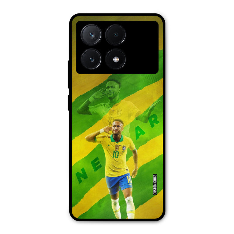 Green Yellow Neymar Poco X6 Pro Mobile Back Cover - Sports PrintShield Case