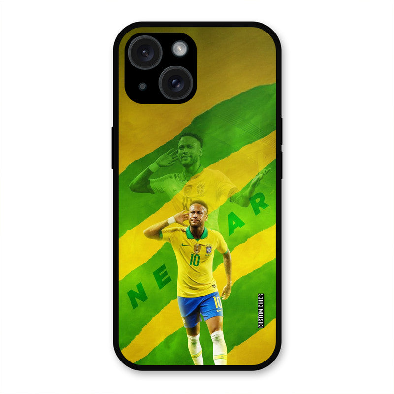 Green Yellow Neymar  iPhone 15 Mobile Back Cover - Sports PrintShield Case