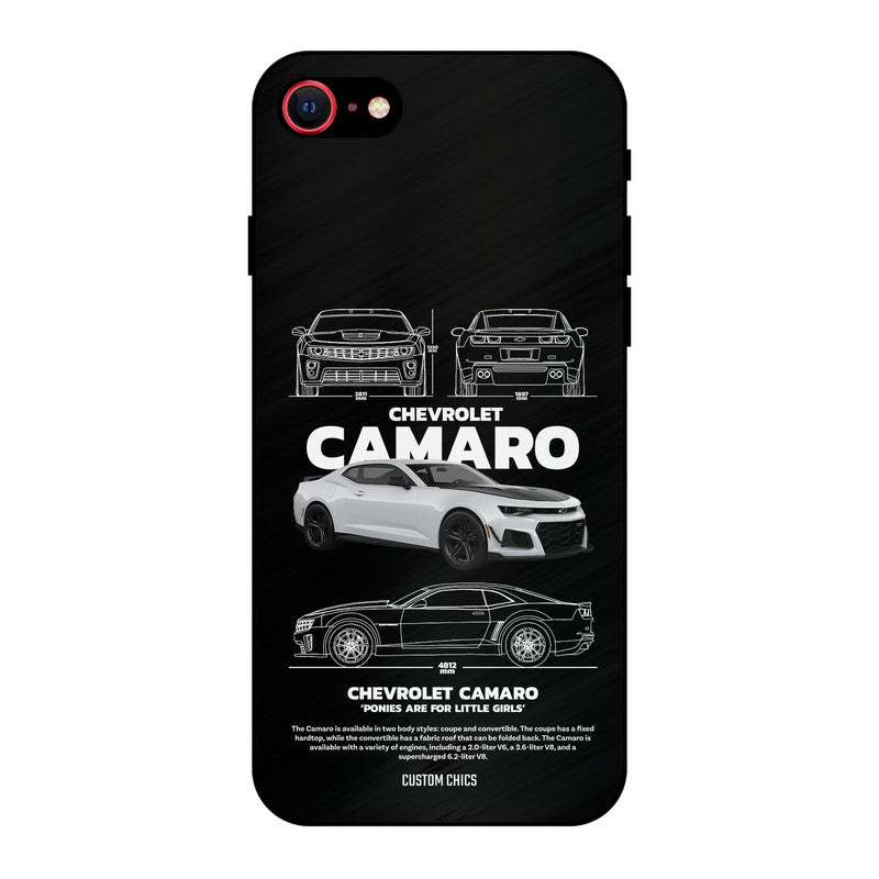Grey Camaro iPhone SE 2020 Mobile Back Cover - Car&Bike PrintShield Case