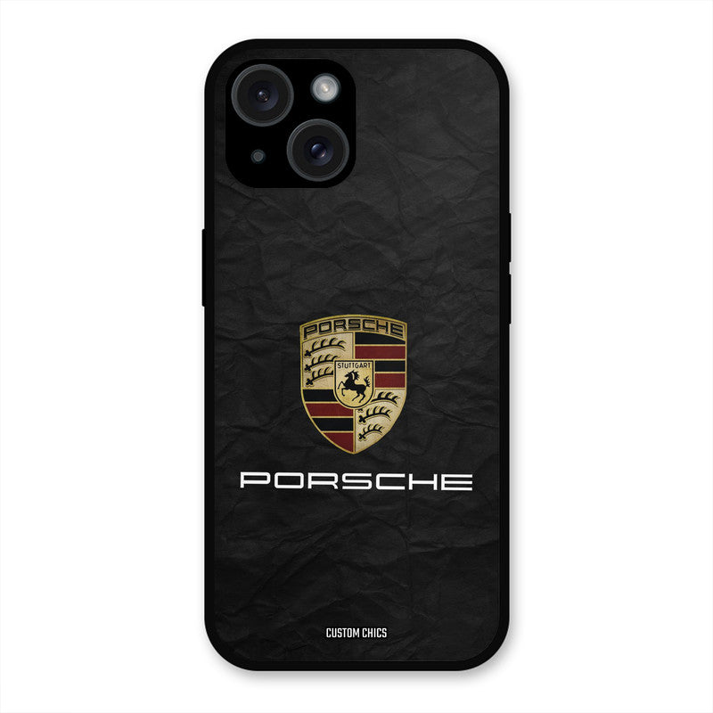 Grey Porsche iPhone 15 Mobile Back Cover - Car&Bike PrintShield Case