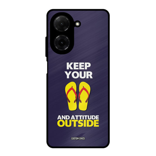 Keep Your Feet Outside Poco C71 Mobile Back Cover - Typography PrintShield Case