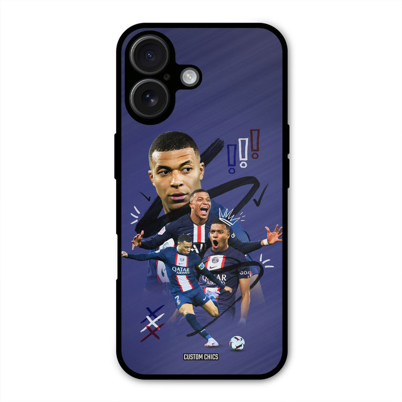 King Mbappe  iPhone 16 Mobile Back Cover - Sports PrintShield Case