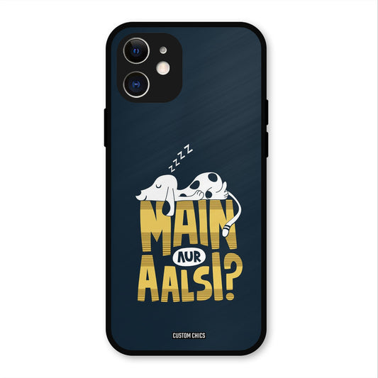 Main Aur Aalsi iPhone 12 Mobile Back Cover - Typography PrintShield Case