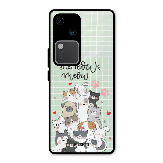 Meow Meow Vivo V30 Mobile Back Cover - Cute PrintShield Case