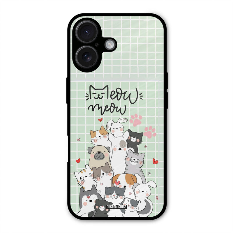 Meow Meow iPhone 16 Plus Mobile Back Cover - Cute PrintShield Case