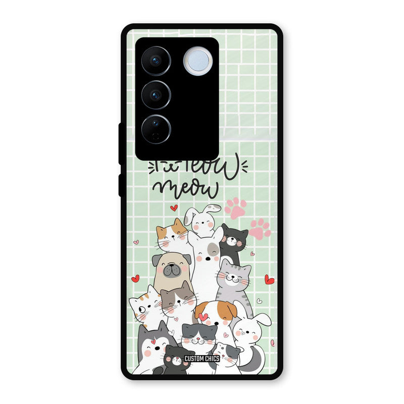 Meow Meow Vivo V27 Pro Mobile Back Cover - Cute PrintShield Case