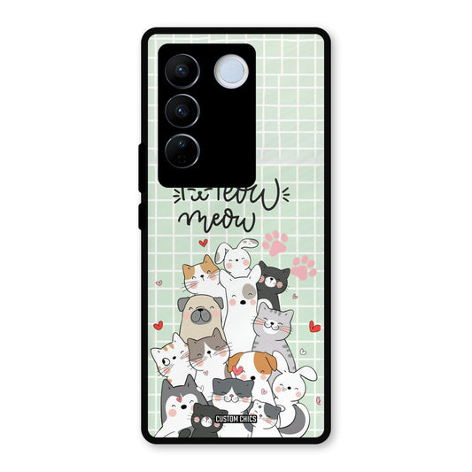 Meow Meow Vivo V27 Pro Mobile Back Cover - Cute PrintShield Case