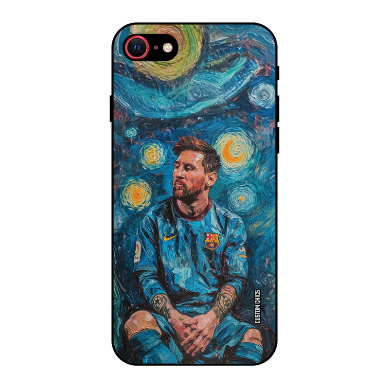 Messi Painting iPhone SE 2020 Mobile Back Cover - Sports PrintShield Case