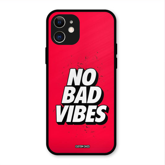 No Bad Vibes iPhone 12 Mobile Back Cover - Typography PrintShield Case
