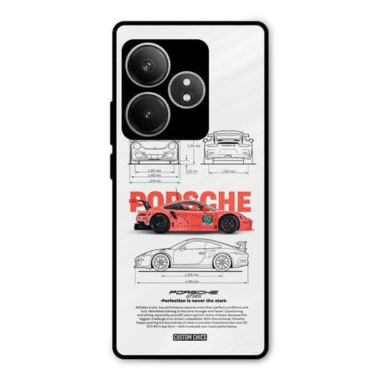 Orabge Porche Realme GT 6T Mobile Back Cover - Car&Bike PrintShield Case