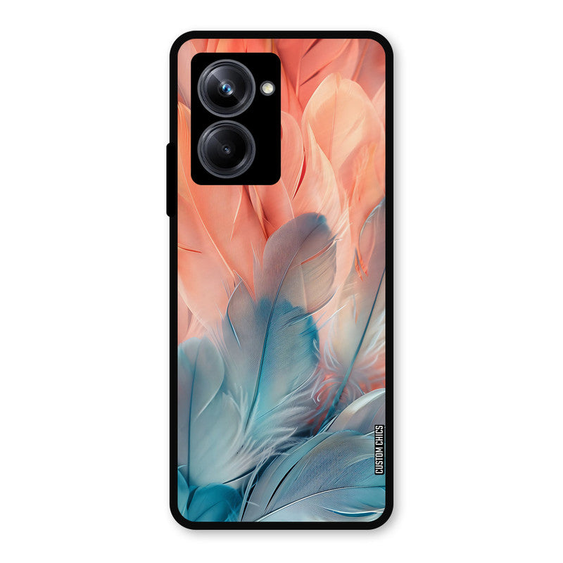 Orange Blue Feather Realme 10 Pro Mobile Back Cover - Aesthetic PrintShield Case