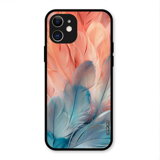 Orange Blue Feather IPhone 12 Mobile Back Cover - Aesthetic PrintShield Case
