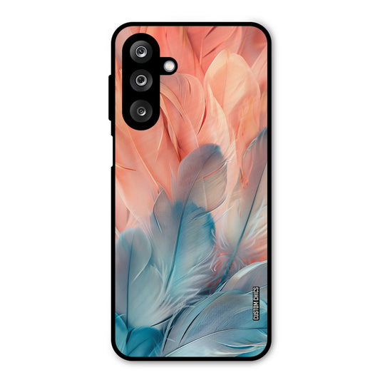 Orange Blue Feather Samsung Galaxy M36 Mobile Back Cover - Aesthetic PrintShield Case