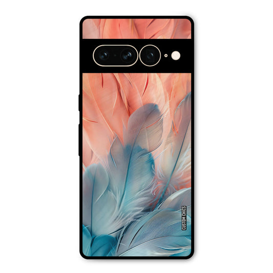 Orange Blue Feather Google Pixel 7 Pro Mobile Back Cover - Aesthetic PrintShield Case