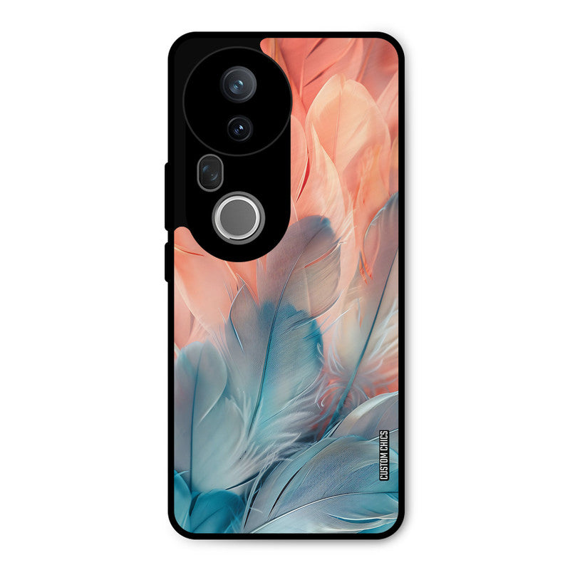 Orange Blue Feather Vivo T4 Ultra Mobile Back Cover - Aesthetic PrintShield Case