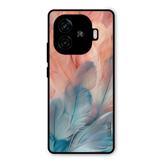 Orange Blue Feather iQoo Neo 10R Mobile Back Cover - Aesthetic PrintShield Case