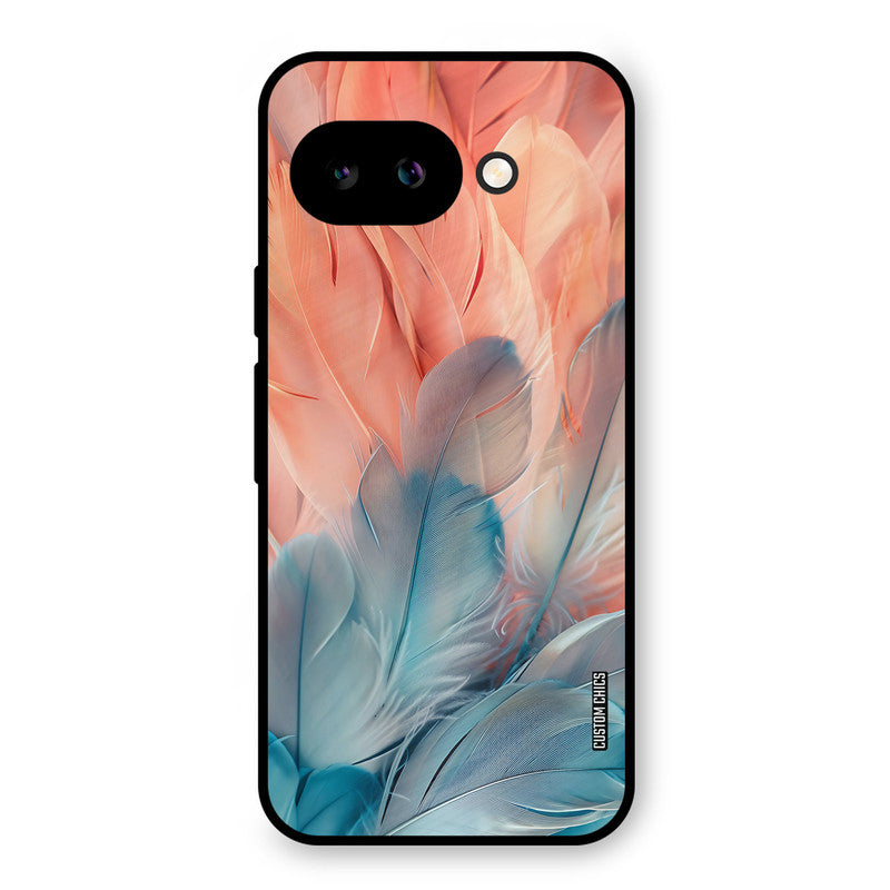 Orange Blue Feather Google Pixel 9A Mobile Back Cover - Aesthetic PrintShield Case