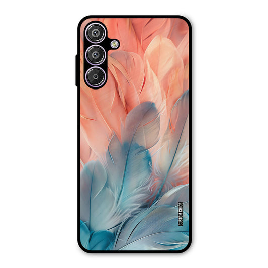 Orange Blue Feather Samsung Galaxy F15 Mobile Back Cover - Aesthetic PrintShield Case
