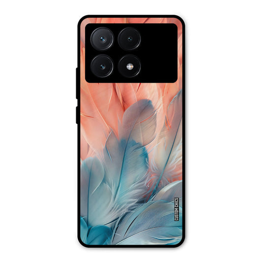 Orange Blue Feather Poco X6 Pro Mobile Back Cover - Aesthetic PrintShield Case